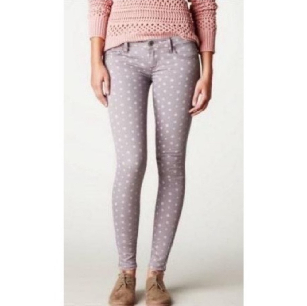 ❗️SOLD❗️American Eagle Purple White Polka Dot Jeggings 4 - Picture 1 of 10